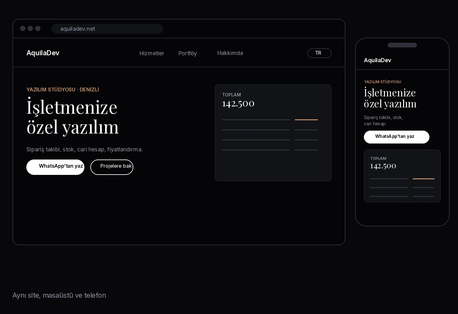 Kurumsal web sitesi, masaüstü ve mobil görünüm